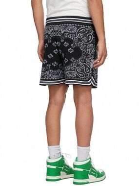 AMIRI Black & White Paisley Knit Athletic Shorts